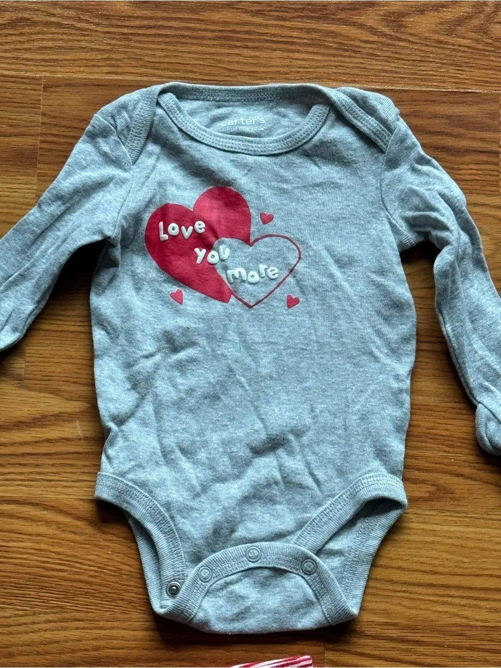 Carter's Gray Long-Sleeve Heart Bodysuit & Pink Striped Pants Set - Picture 2 of 3